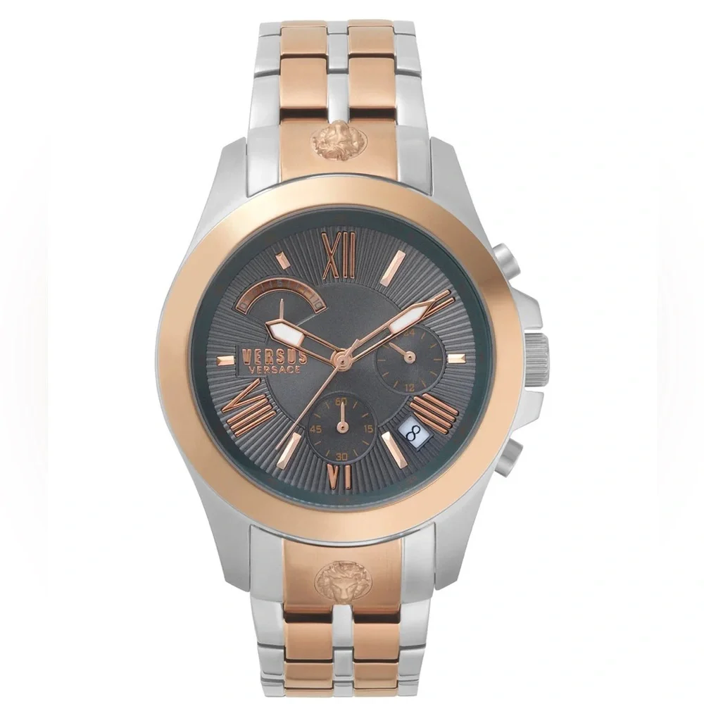 Ship same day- Authentic VERSUS Versace Men's Gray Dial Stainless Steel Bracelet